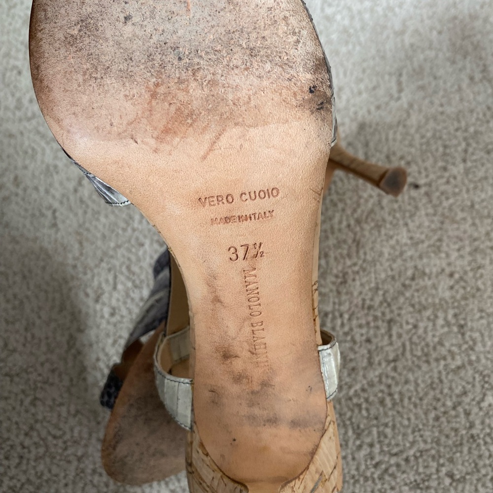 Manolo Blahnik Python Cork Slingback Heels - image 6